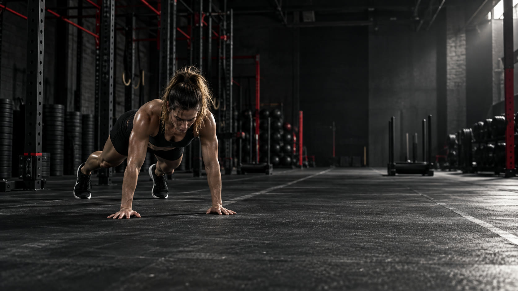 Illustrative Burpee Broad Jumps training scene