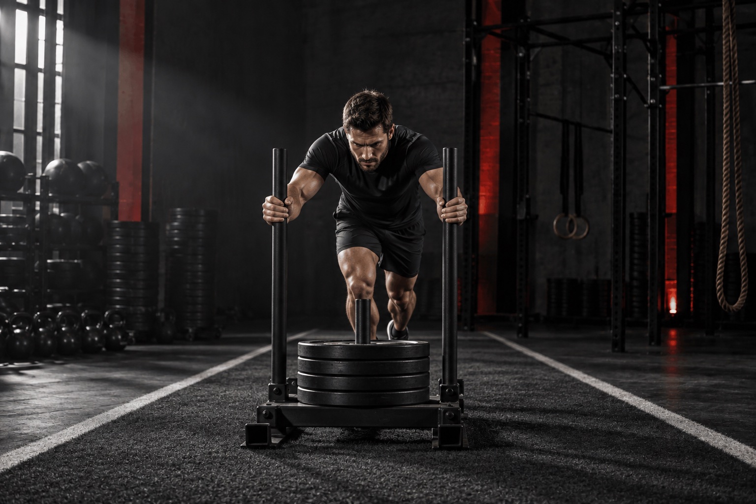 Illustrative Sled Push training scene
